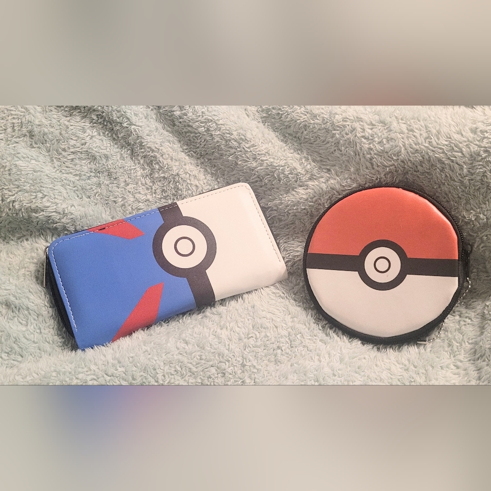 BNWOT Womens Pokémon Wallet and Coin Pouch Set - Blue and Red